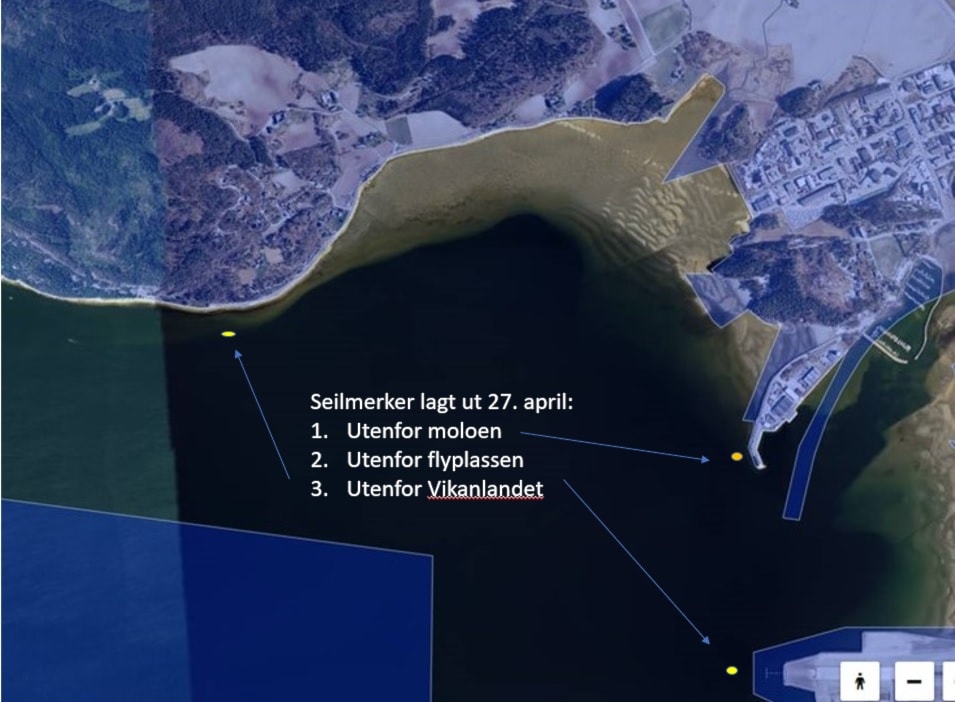 Seilmerker på plass i Stjørdalsfjorden